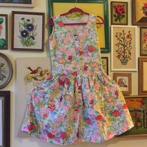 Vintage 80s floral dress w pockets